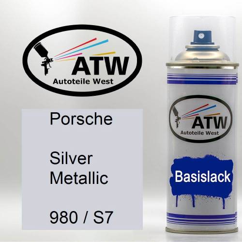 Porsche, Silver Metallic, 980 / S7: 400ml Sprühdose, von ATW Autoteile West.